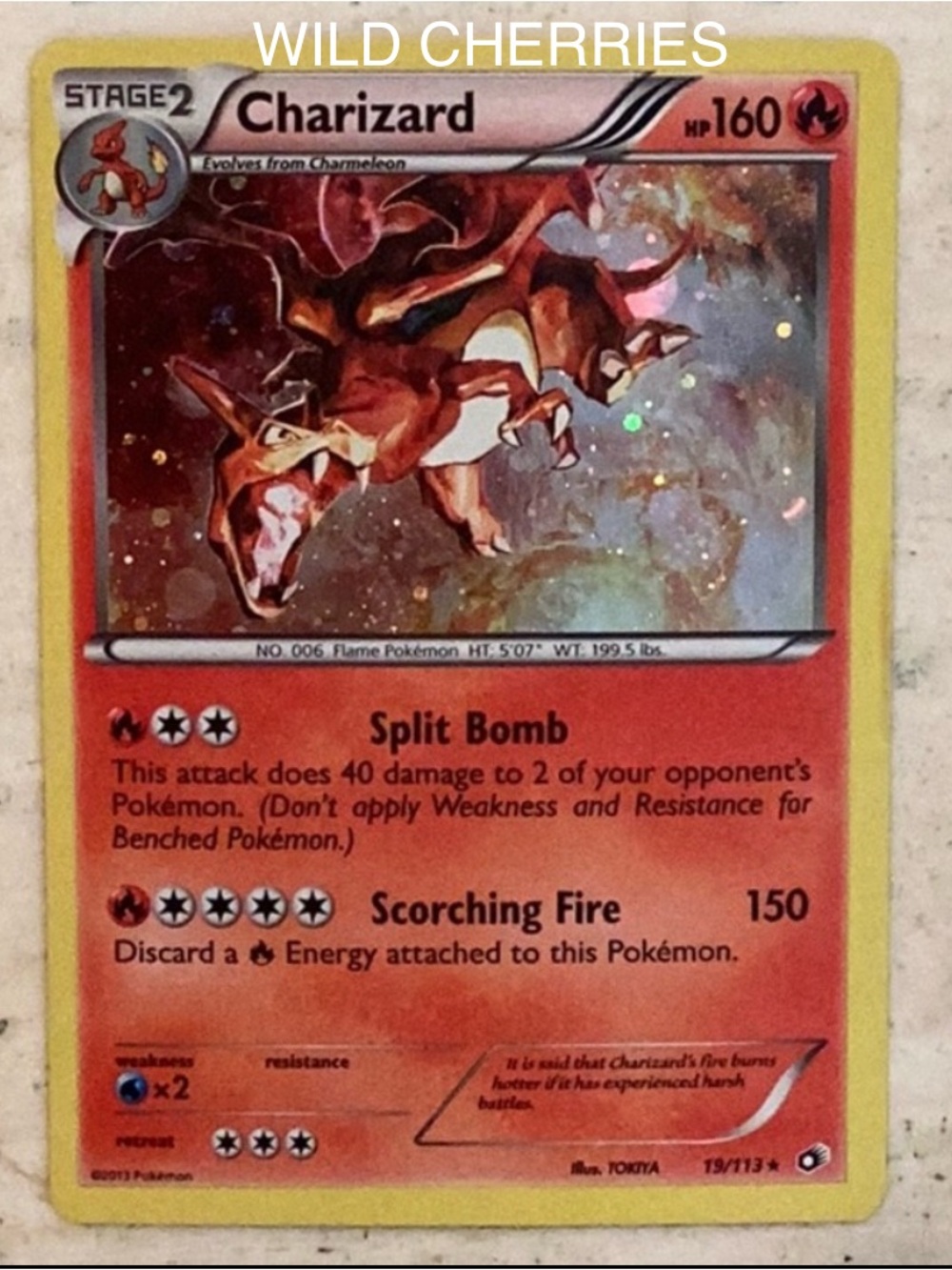 Charizard 2013 Cosmos Holo Legendary Treasures 19/113 Pokemon Card  B & W #19